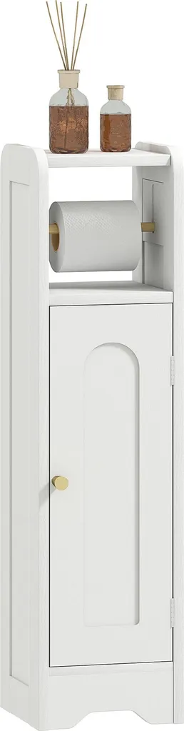 Meuble salle de bain étroit HOMCOM blanc avec rangement papier toilette