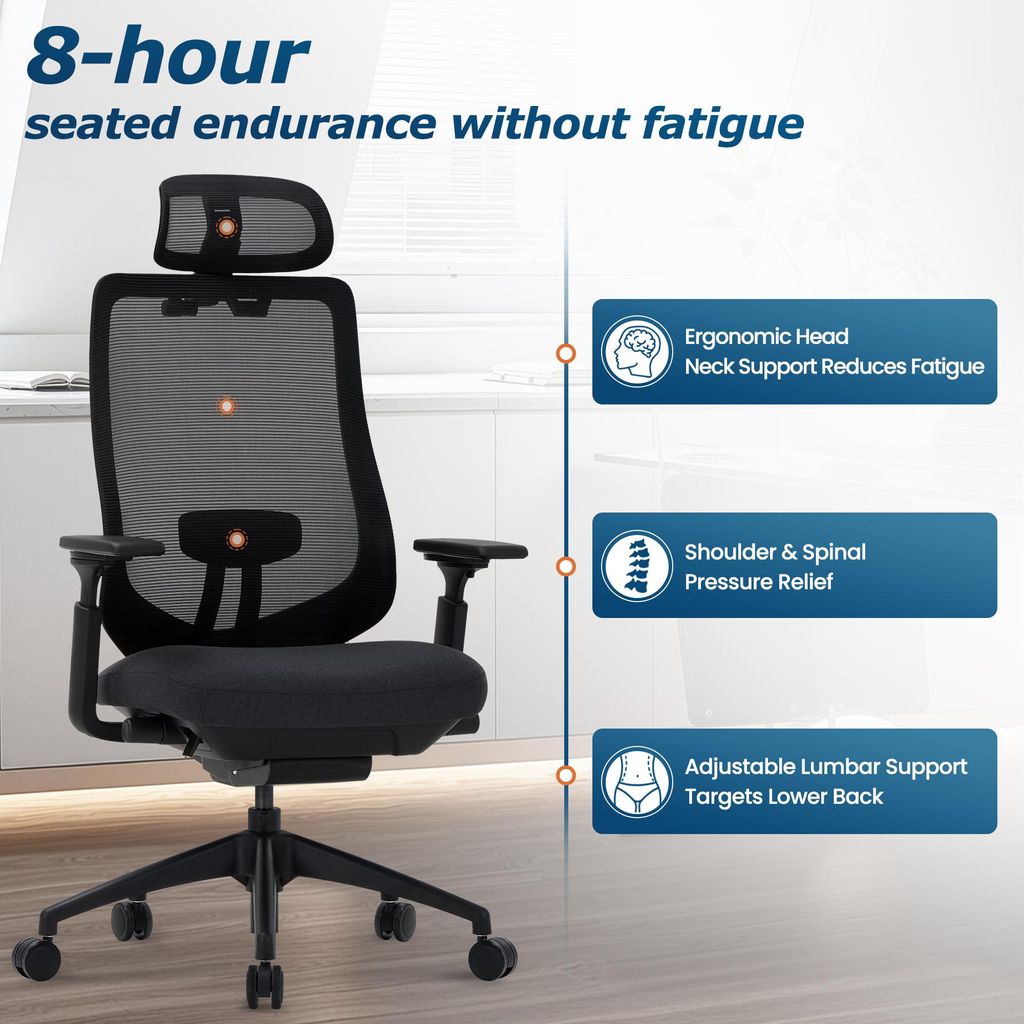 Chaise De Bureau Ergonomique En Maille Avec Inclinaison Réglable Et