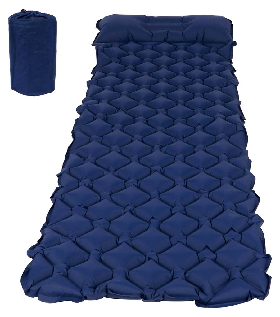 Leicht aufblasbare Luftmatratze für Camping - reißfestes Nylon, ergonomisches Design - geeignet für Hängematten und Zelte (Purpurblau)