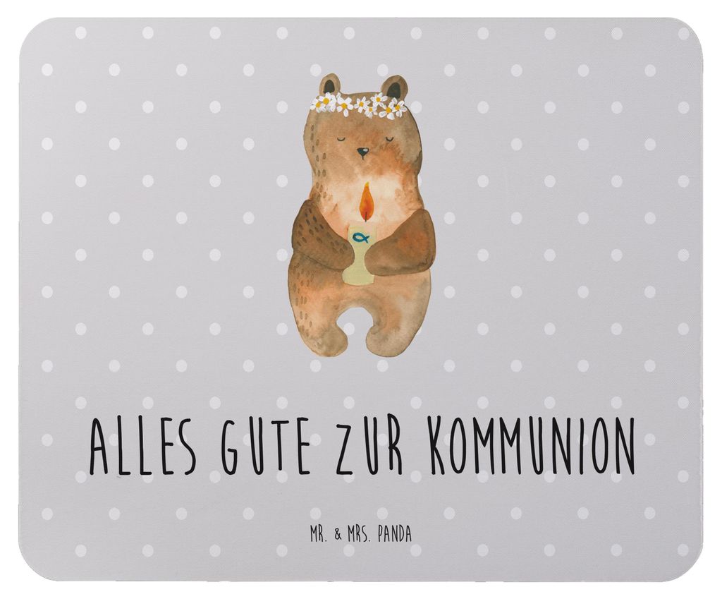 Mr. & Mrs. Panda Mauspad Bär Kommunion - Grau Pastell - Geschenk, Mousepad, Mouse Pad, Taufkerze, mousematte, Teddy, laptop, Katholisch, Gottes Segen