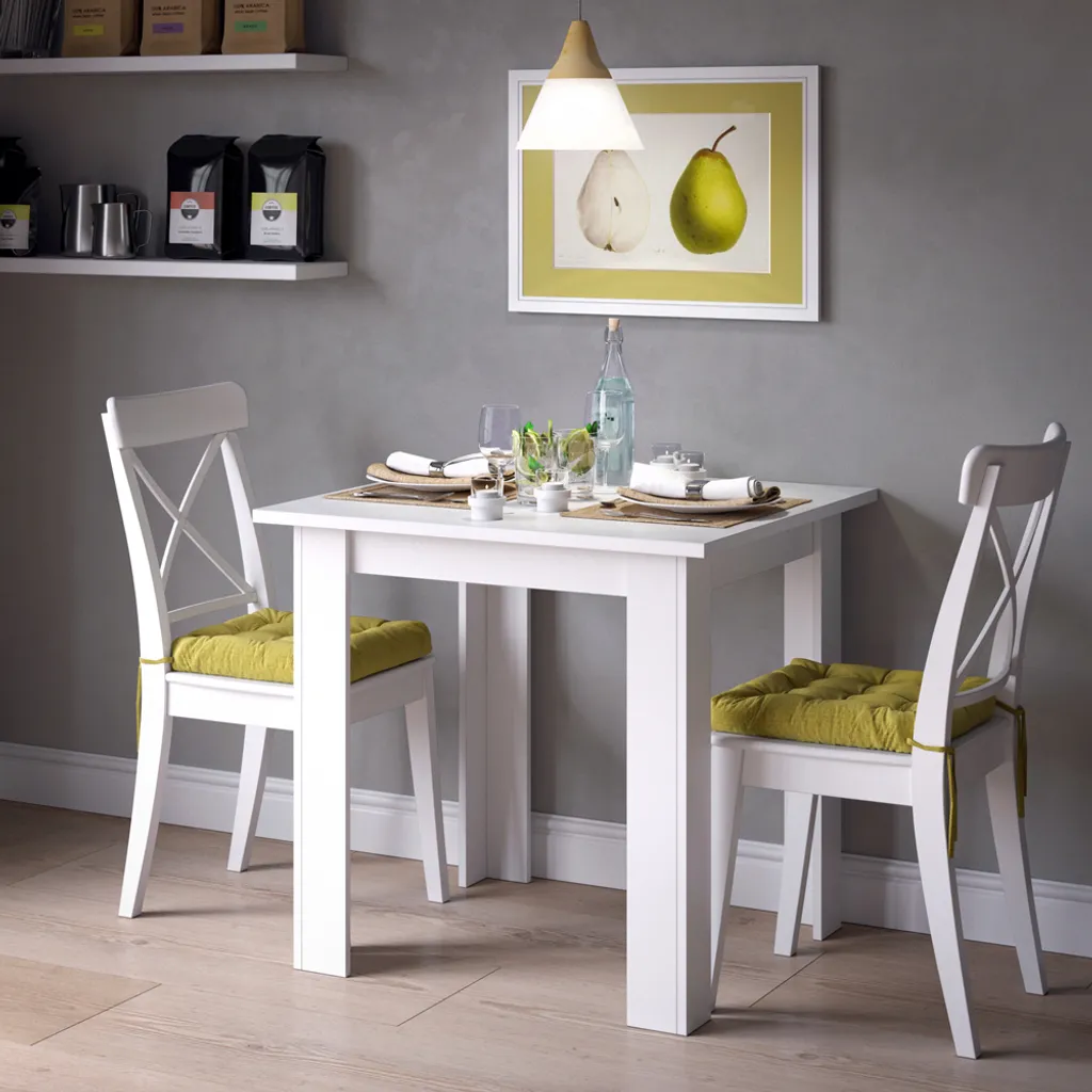 Vicco Tavolo Karlos Bianco 80x80 - Tavolo da Cucina Compatto e Solido