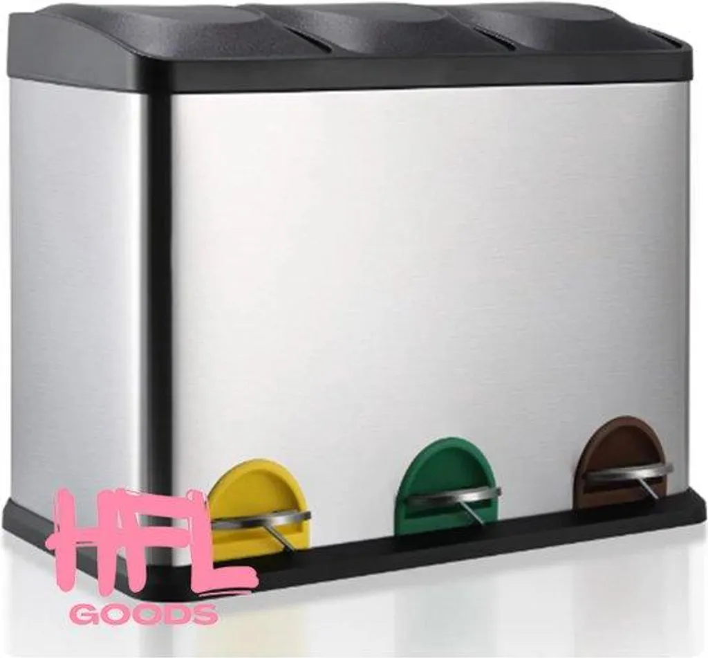 Poubelle tri sélectif 3 x 45L idéale pour cuisine, garage ou bureau pro