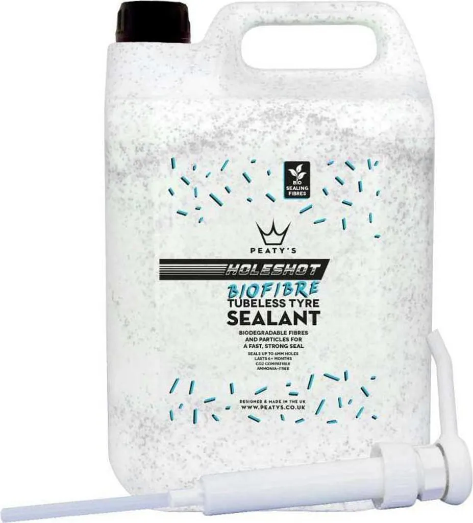 Peaty's Biofibre Tubeless 5L Préventif Transparent pour Pneus Vélo