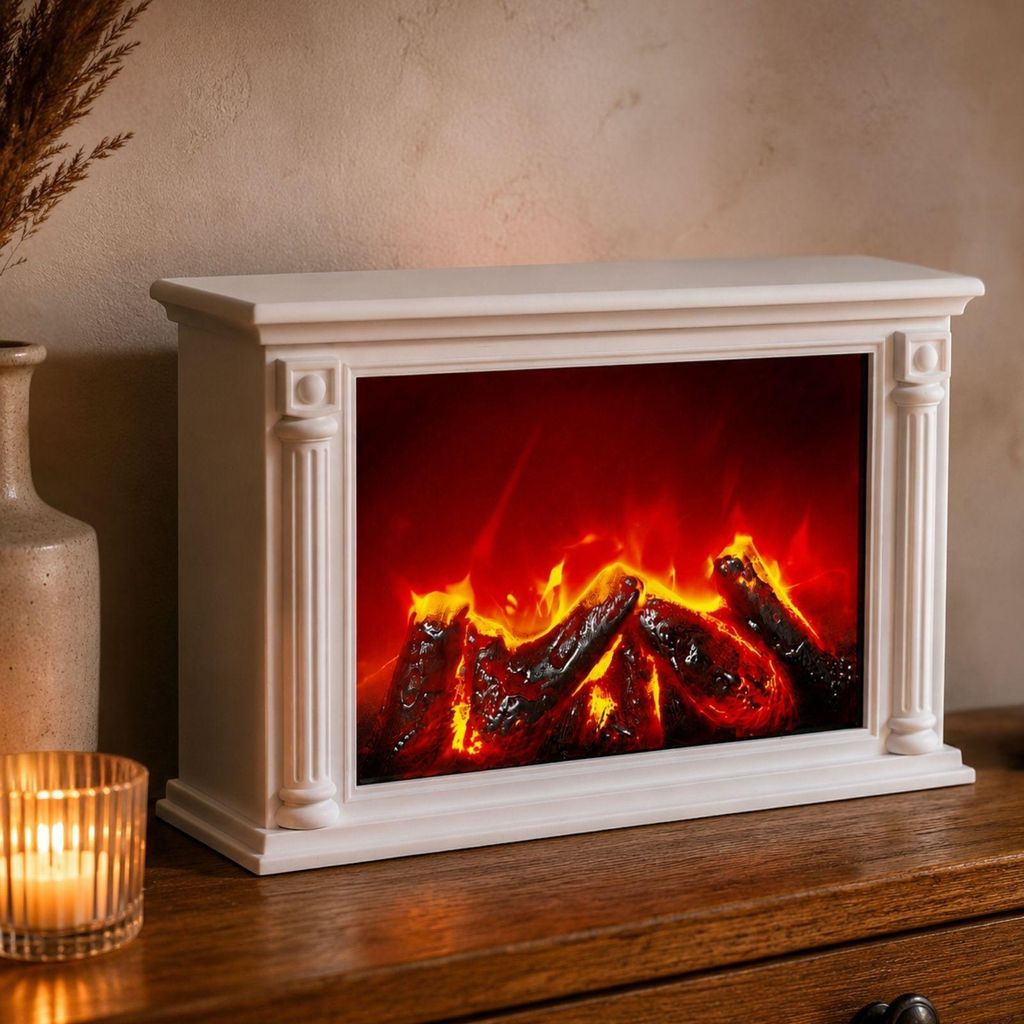 Dekorativer LED-Kamin im klassischen Stil, 10 x 33 x 21 cm