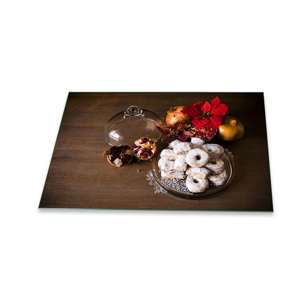 Copertura Piano Cottura 80x52 Vetro Temperato Bianco Food White