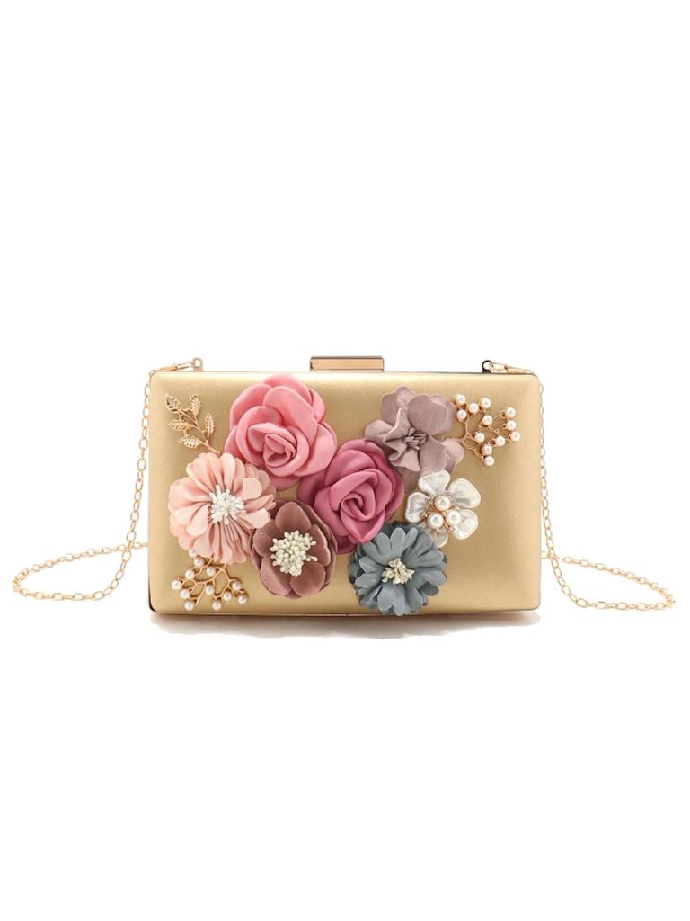Tomshop24-7 Clutch Floris Abendtasche mit Blumendekor in gold