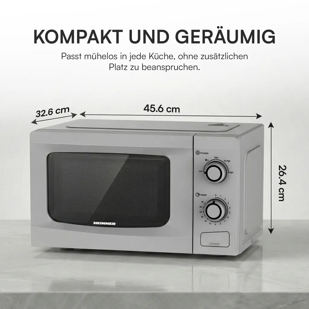 Micro-ondes Heinner HMW-M2035SL 20L 700W Gris Pose Libre Compact - 4