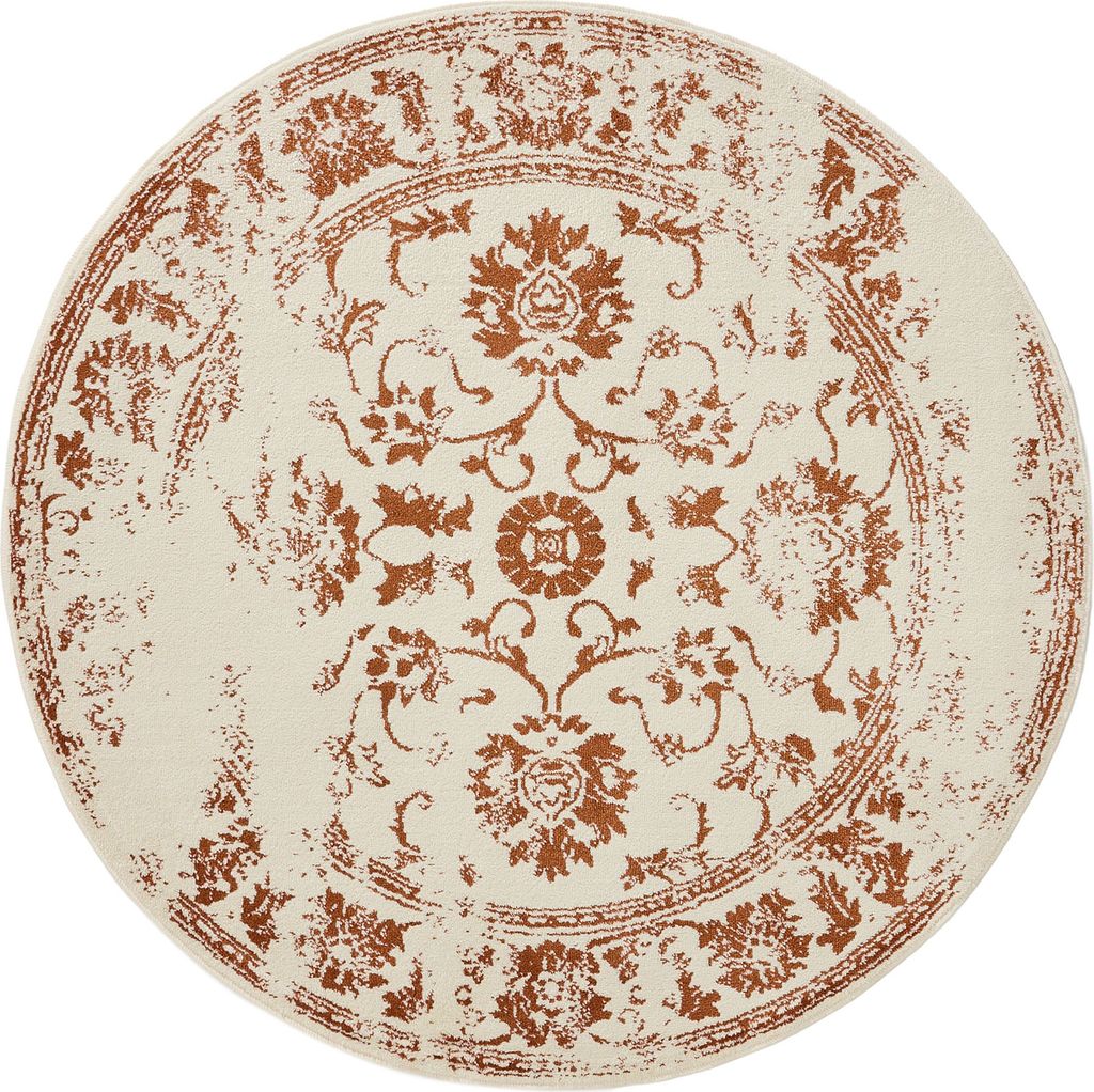 Teppich Suki Creme/Orange ø 160 cm rund Wohnzimmer benuta
