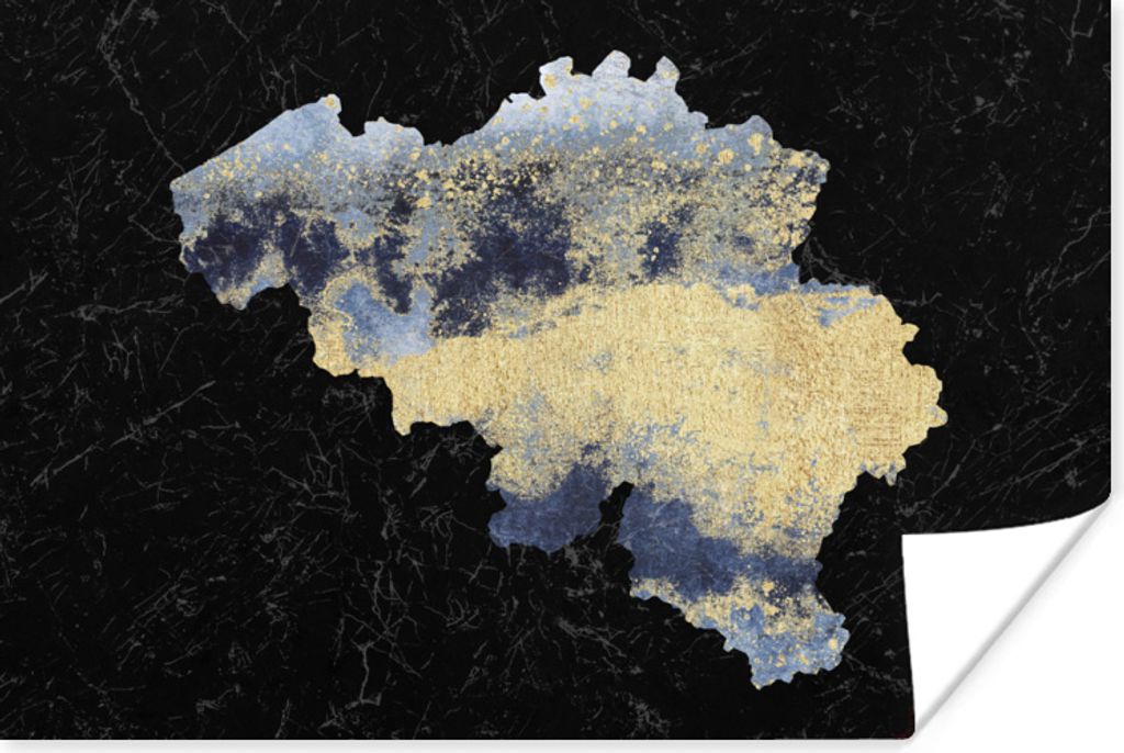 MuchoWow Poster Karte - Belgien - Delfter Blau 90x60 cm - Schlafzimmer