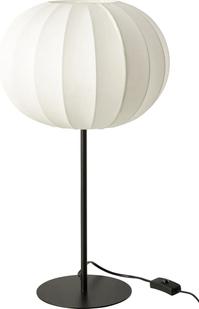 J-Line Lampe de Table Lanterne en Métal et Textile Blanc Large 45cm
