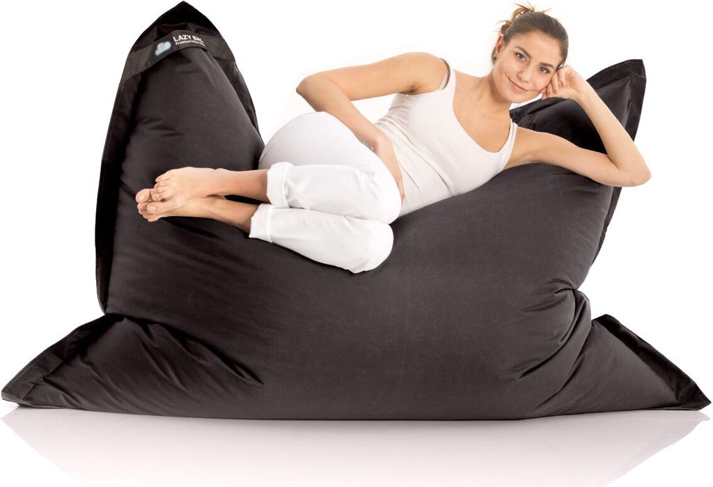 Lazy Bag XXL Sitzsack Schwarz 180x140 cm Riesensitzsack Indoor & Outdoor Bean Bag mit EPS-Perlen Füllung Bezug abnehmbar & waschbar
