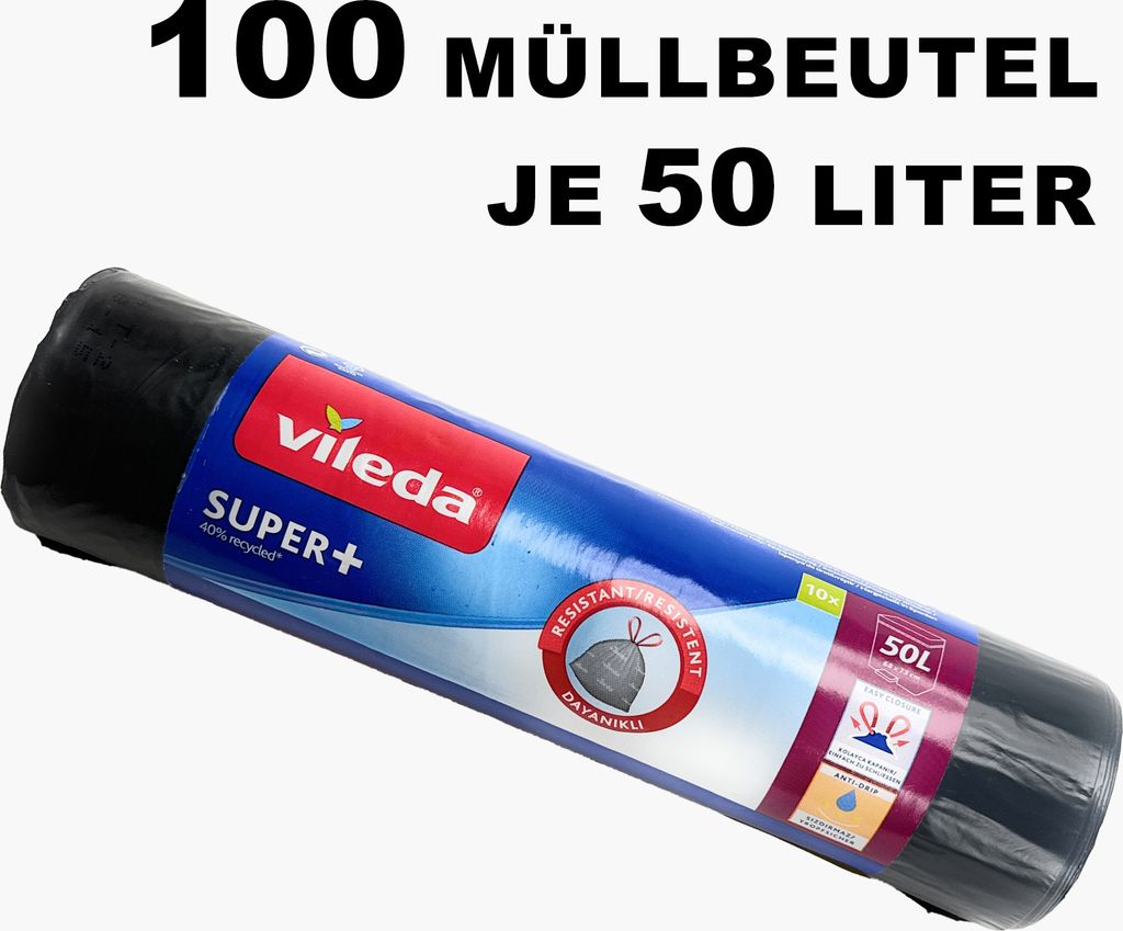 vileda Müllbeutel SUPER+ 50,0 l grau, 10 St. Produktbild 