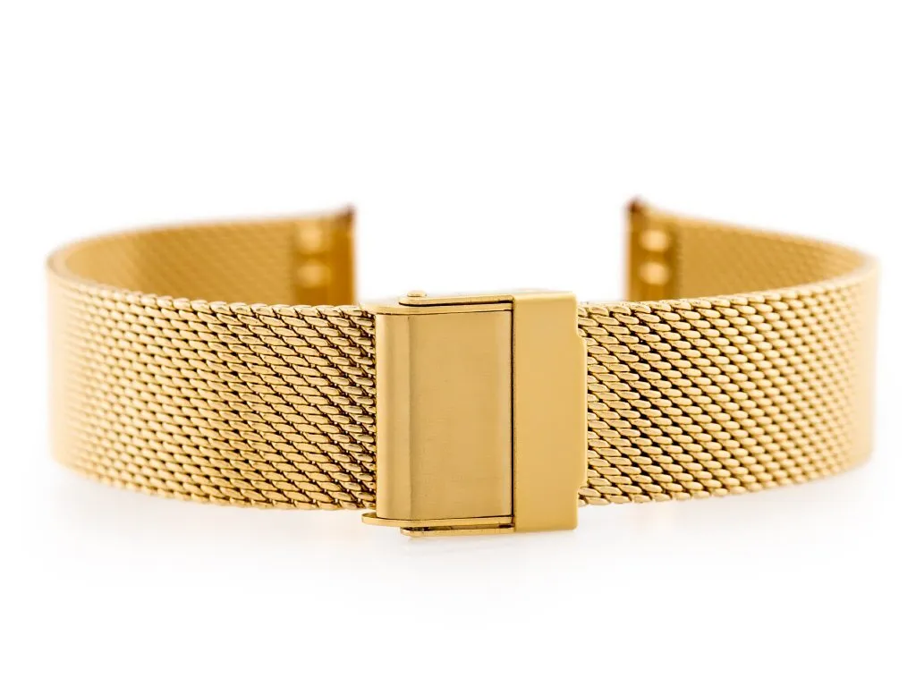 Bracelet Pacific M6 HQ Mesh Or 14mm - Maillage milanais doré élégant