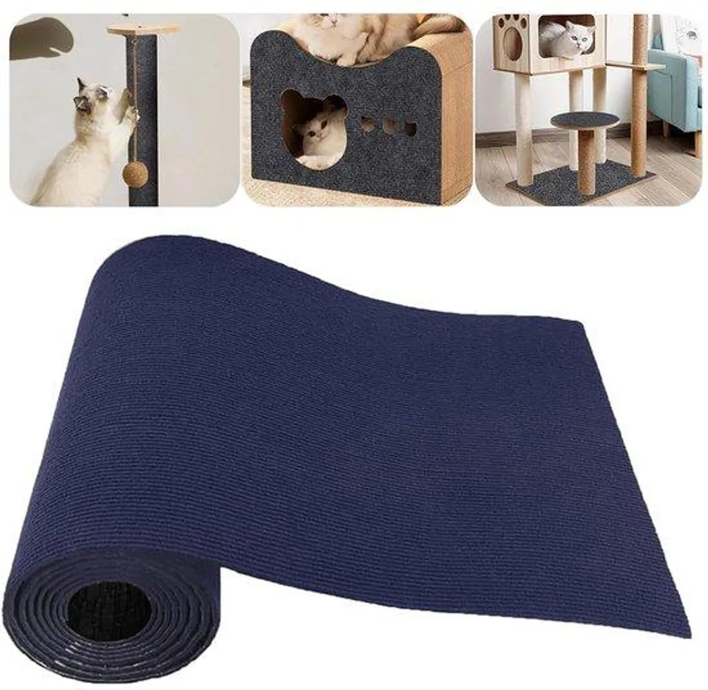 Stop griffures chat : Tapis mural autocollant 200x40 cm bleu découpable