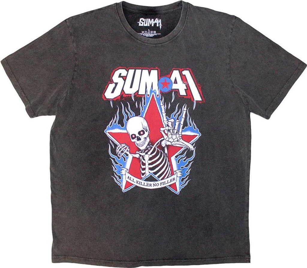 Sum 41 - "All Killer No Filler" T-Shirt für Herren/Damen Uni, Steinwaschen RO14487 (L) (Anthrazit)