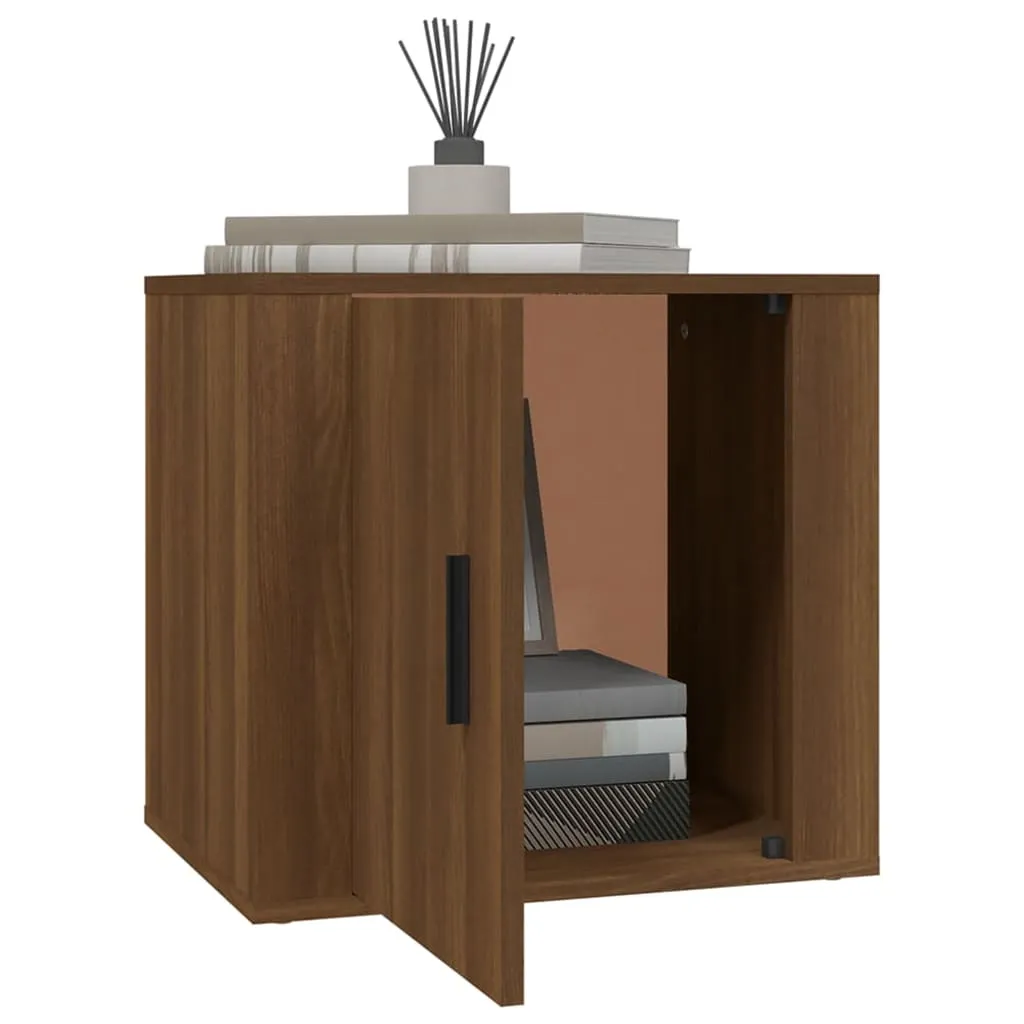 Table de nuit aspect chêne marron rustique et robuste pour chambre