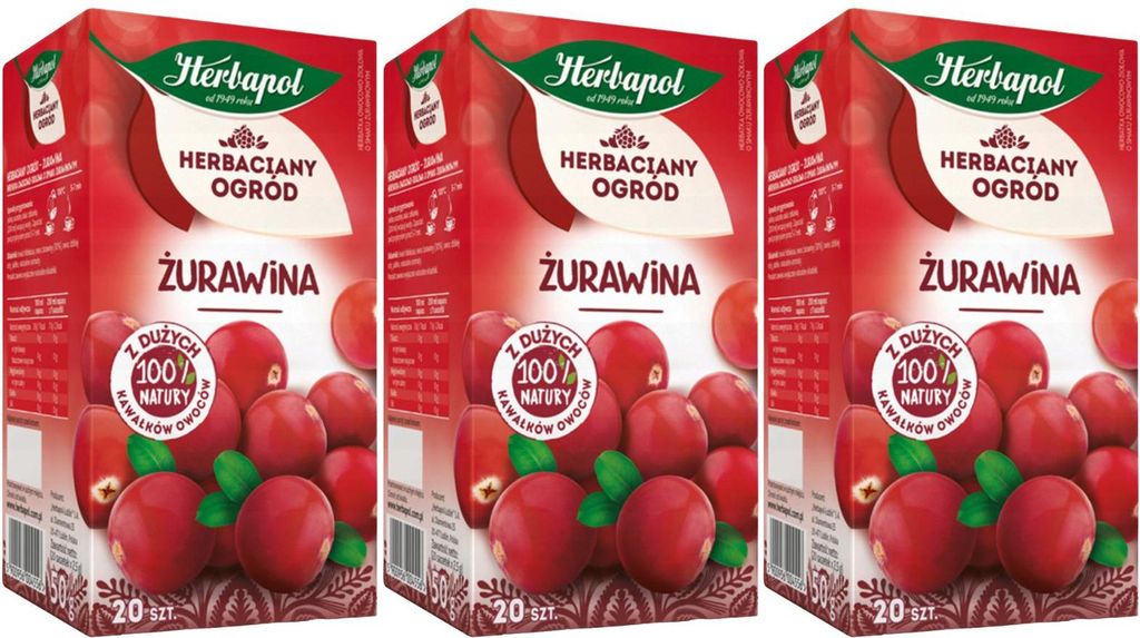 Herbapol Cranberry Tee 60 Teebeutel - Früchtetee und Produktbild 