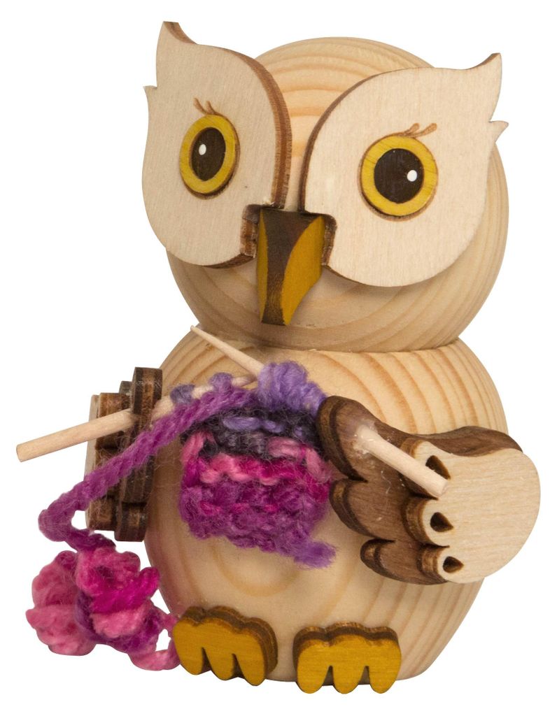 Miniature hibou avec tricot H=7,5cm NOUVEAU Image du produit 