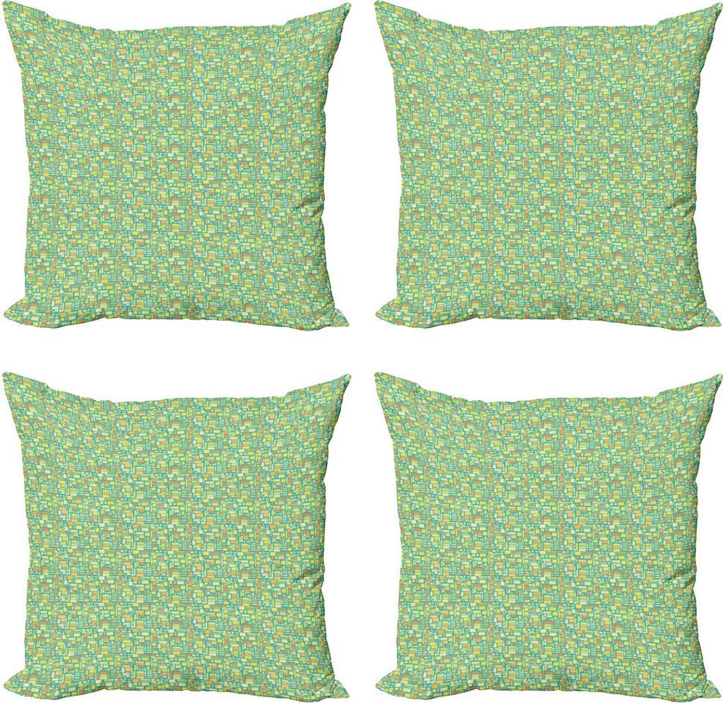 ABAKUHAUS Abstrakt Kissenbezug Set (4 Stück), Rechtecke und Quadrate, Moderner Doppelseitiger Digitaldruck, 45 cm x 45 cm, Mehrfarbig
