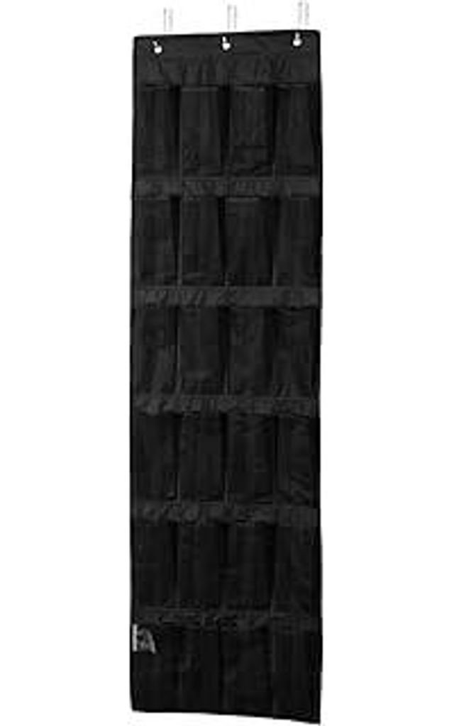 Organizer für die Tür mit 24 Fächern, Schwarz, 47 x 6.3 x 165 cm