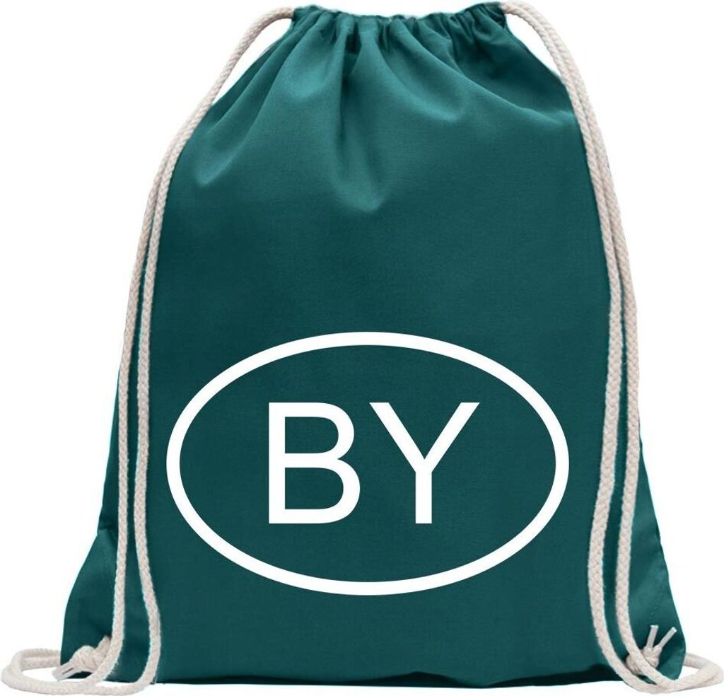 Kiwistar - Turnbeutel - petrol - Weißrussland BY - Fun Rucksack Sport Beutel Gymsack Baumwolle mit Ziehgurt