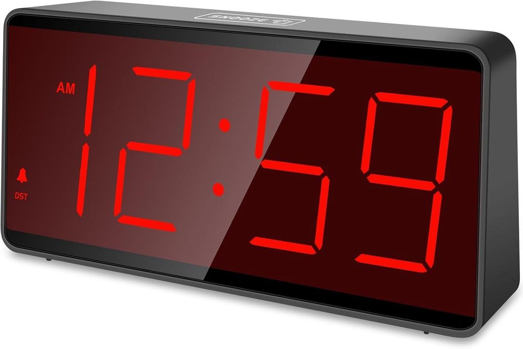 Digitale wekker, werkt op batterijen, met grote Productafbeelding 