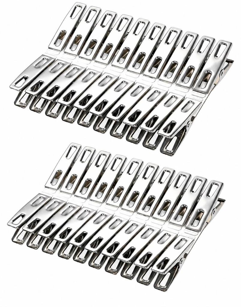 40er Set Wäscheklammern Edelstahl [4,5cm x 1cm] | Mehrzweck Produktbild 