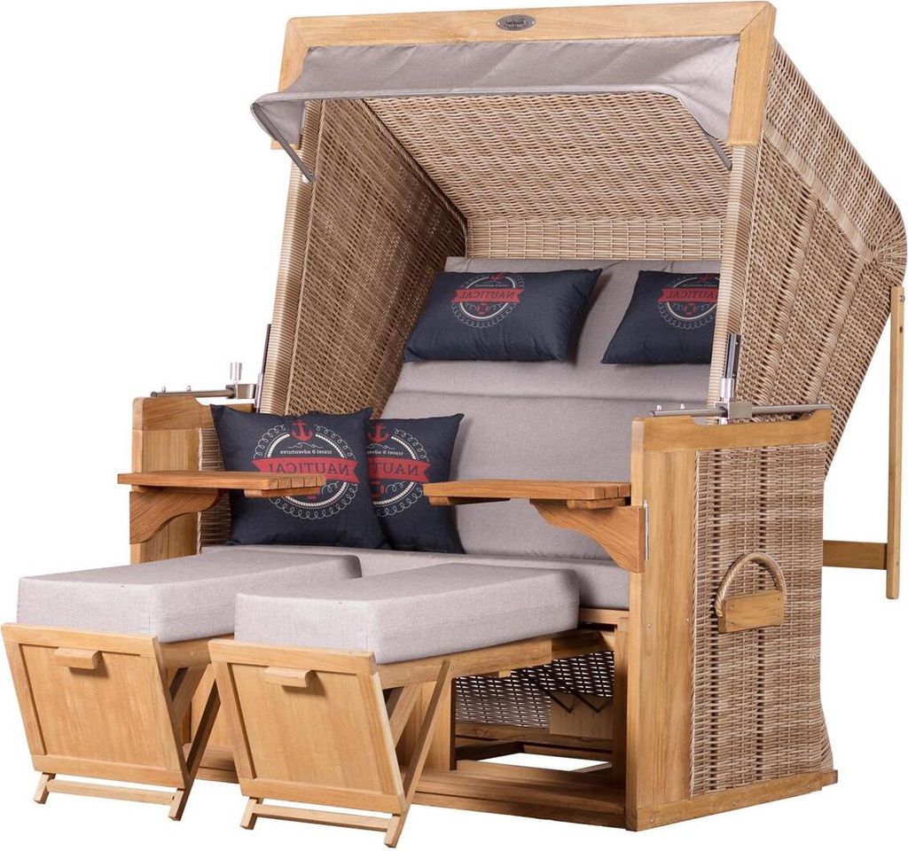 Strandkorb deVries PURE Friesland Sylt XL - PE white kubu - Dessin 199 - inkl. Schutzhülle