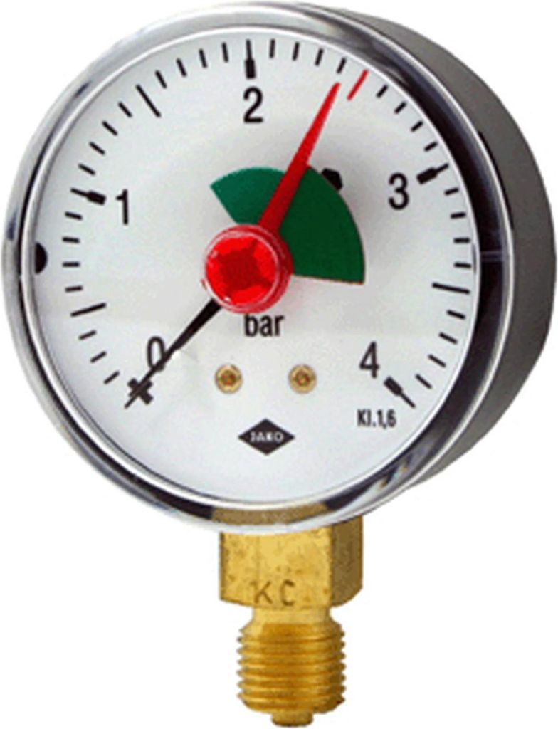 JAKO Manometer Fig.H 31A 1/2 Zoll 80 mm Dm. Anschl.unten o.V., 1 Stk.