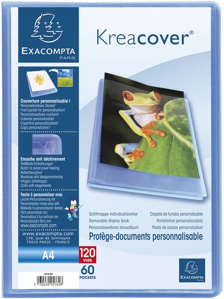 Exacompta 5762E Kreacover Sichtmappe 60 Hüllen Blau DIN A4 500μ