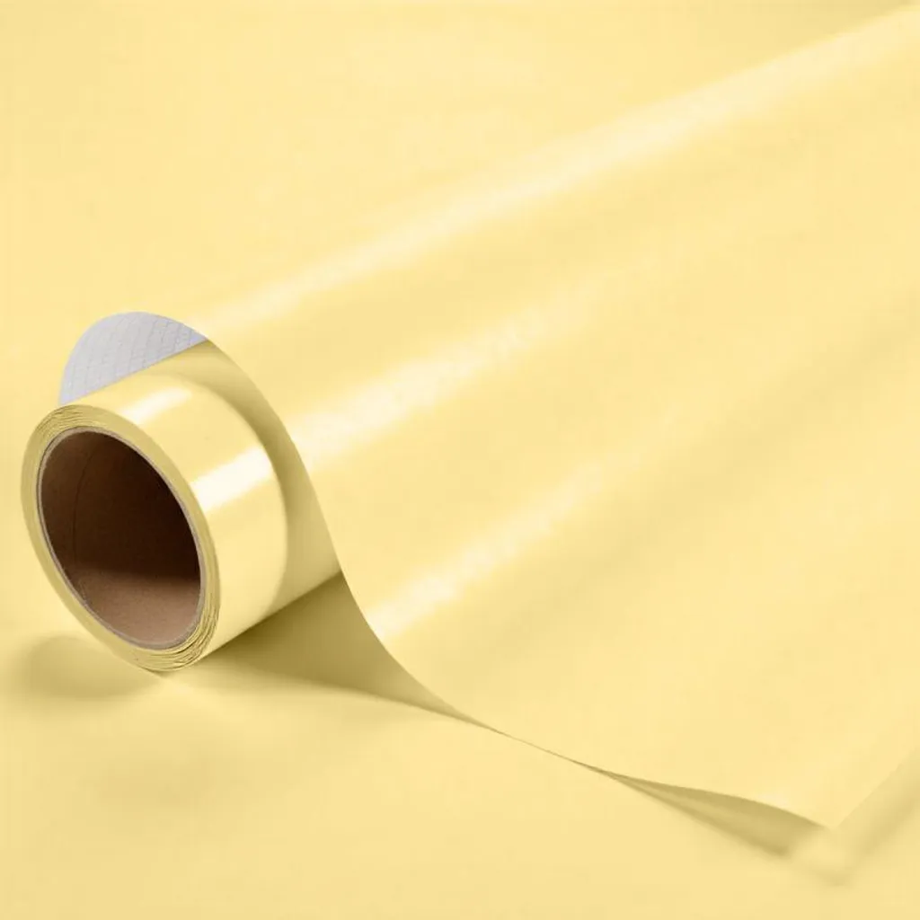 Revêtement Vinyle Beige Brillant pour Rénover Tables et Surfaces Planes