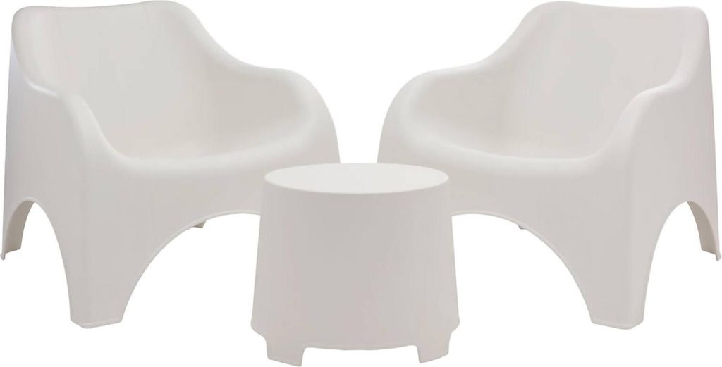 Dmora Garten Lounge Set Cormons Weiß, 2-Sitzer mit Tisch Produktbild 