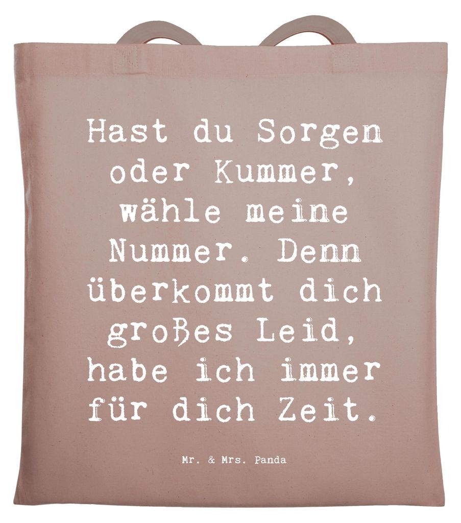 Mr. & Mrs. Panda Jutebeutel Spruch Schutz Rufnummer - Braun Pastell - Geschenk, Trost, Tasche, Beschützer, Zitat, Tote Bag, Motivation, Zeit für ...