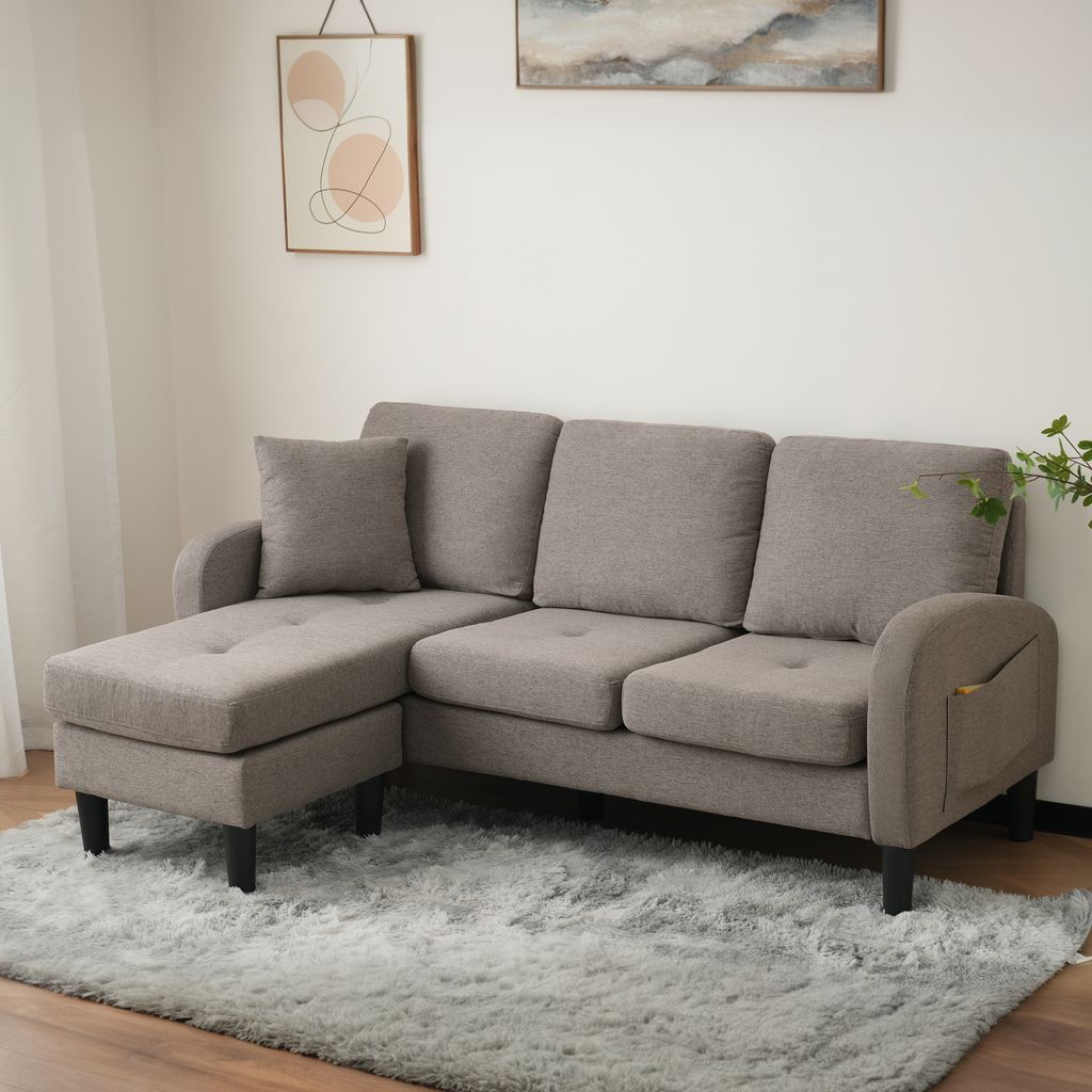 okwish Ecksofa mit Chaiselongue, 3-Sitzer Sofa mit Produktbild 