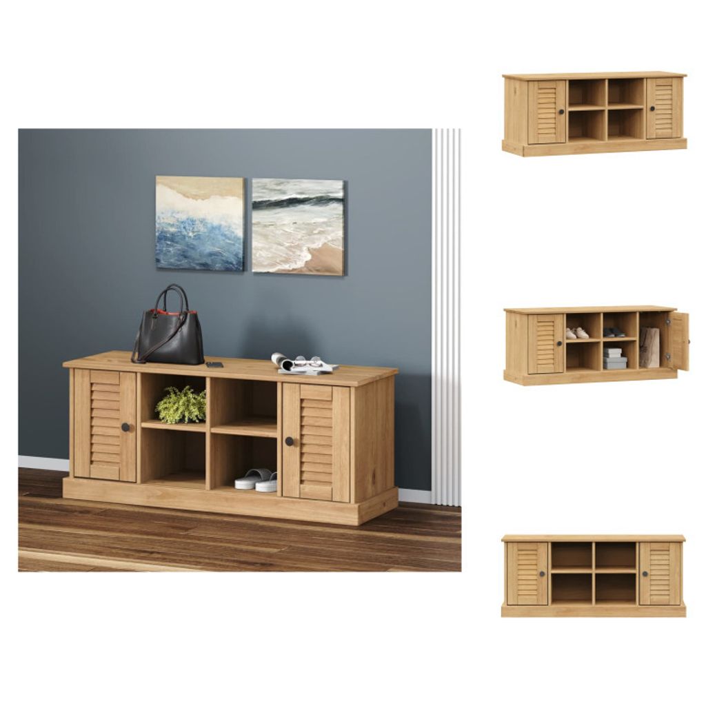 vidaXL Schuhbank VIGO 106x35x45 cm Massivholz Kiefer - Truhen- & Flurbänke