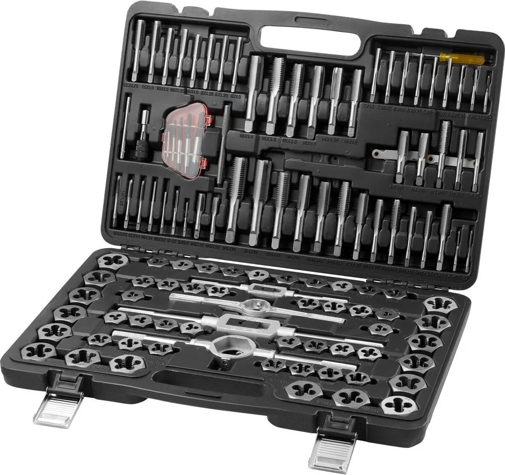 Kit de taraudage 116 pièces en acier à roulement avec mallette rigide