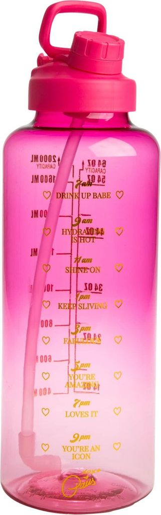 Paris Hilton Motivations-Trinkflasche 1,8 Liter in pink Inspirierende Sprüche, Auslaufsicher, Ideal für Sport und Alltag, Kunststoff, 115x10x32 mm