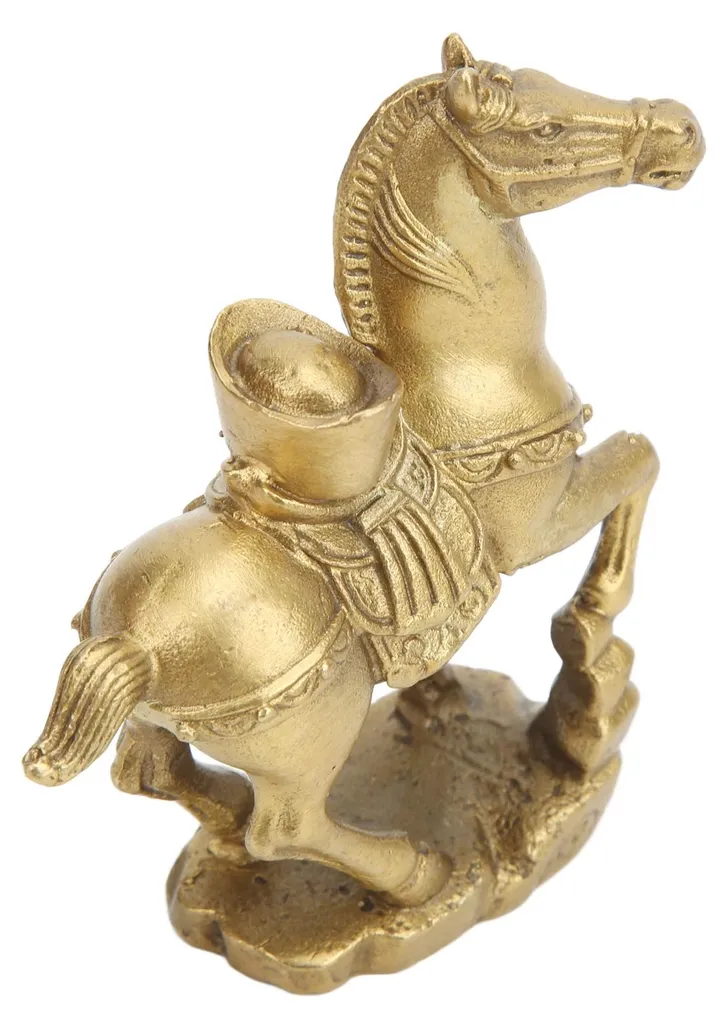Sculpture de cheval debout en laiton vieilli - Objet déco pour buffet - 2