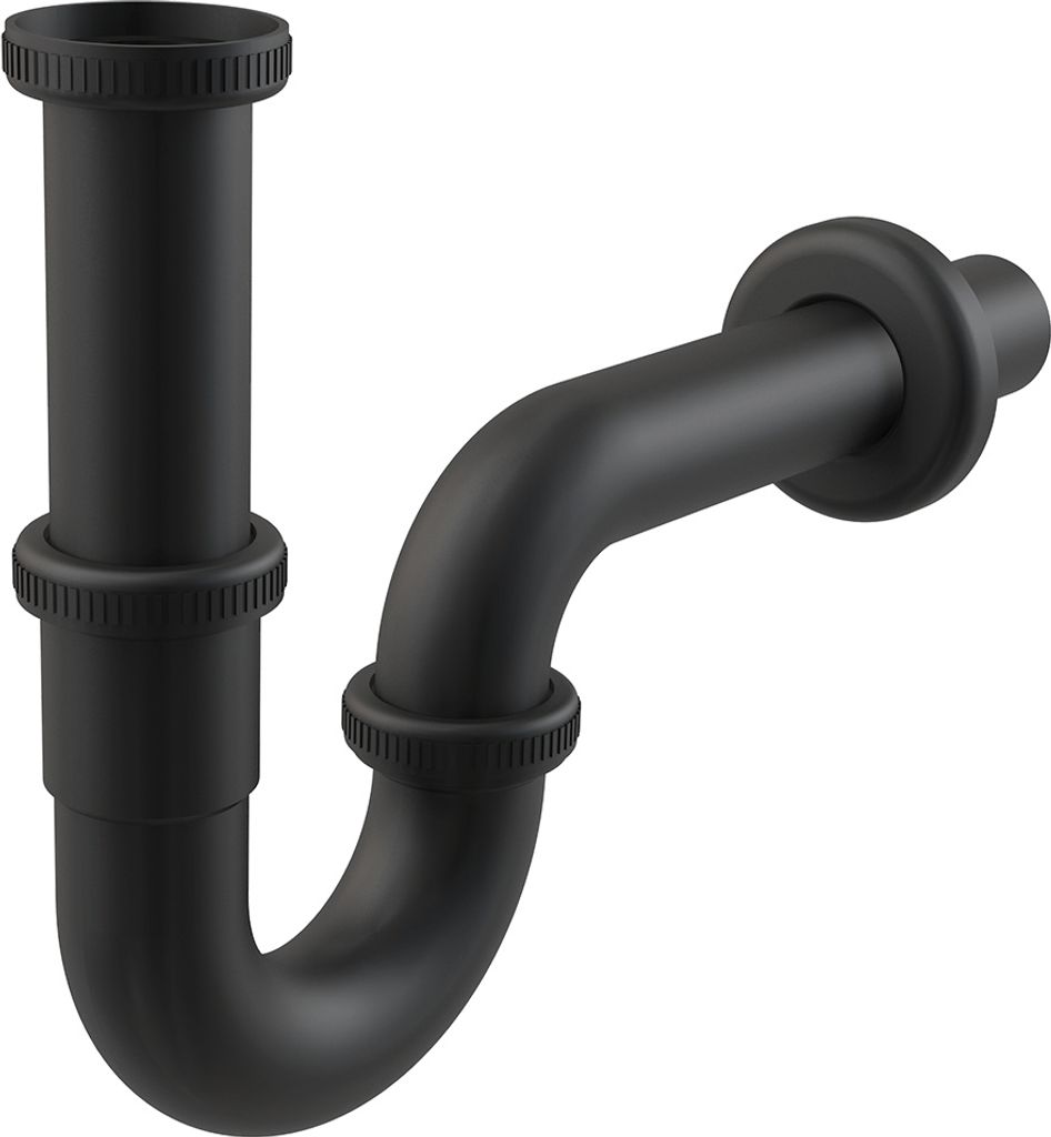 alcadrain Röhrengeruchverschluss „U“ für die Waschbecken DN32 mit einer Überwurfmutter 5/4", Schwarz-Matt