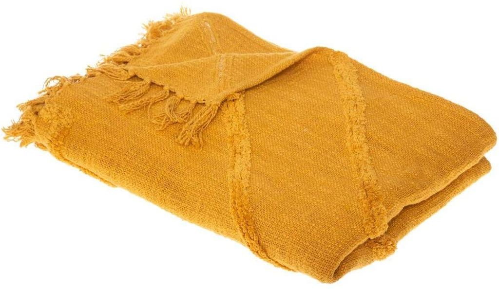 Bettüberwurf "inca" getuftete baumwolle senfgelb 130x180cm - Atmosphera créateur d'intérieur