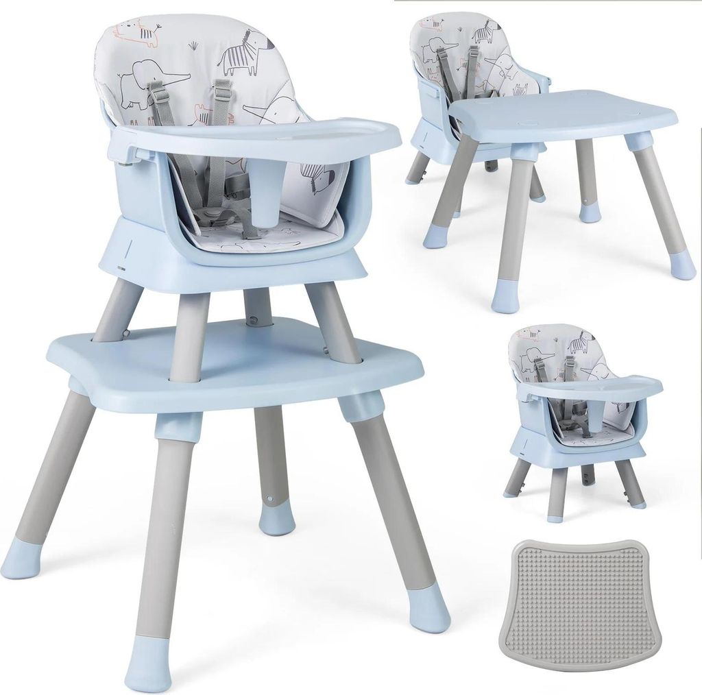 Multifunktions-Kinderhochstuhl - 6-in-1 Stuhl- und Tisch-Set - Hochstuhl & Essstuhl - Lerntisch - Bausteintisch - Kunststoff - Alter 1–2 Jahre - ...