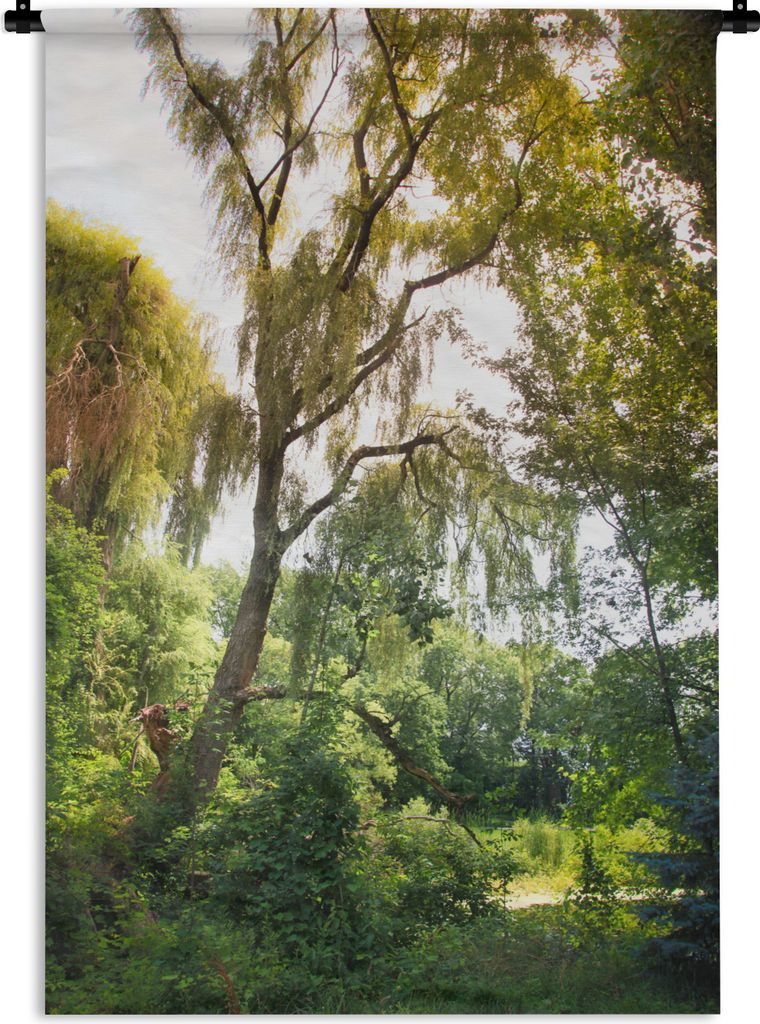 MuchoWow Wandteppich Wandbehang Wald - Efeu - Trauerweide 90x135 cm Tapisserie Dekoration Wandtuch - Baumwolle - Wandskulptur
