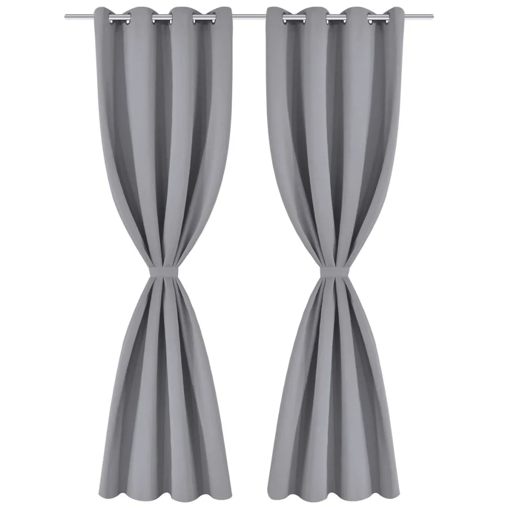 Rideaux gris occultants 135x175 cm à œillets métalliques vidaXL haute densité