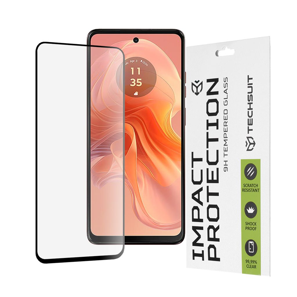 Techsuit Full Cover Impact Protection Displayschutzfolie fr Motorola Moto G04 / G04s / G24 / G24 Power - Schwarz