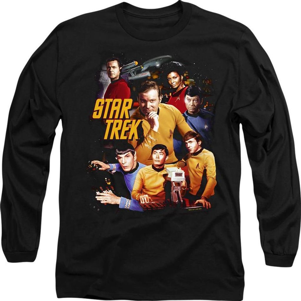 Star Trek - "At the Controls" T-Shirt für Herren/Damen Uni TV9435 (XL) (Schwarz)