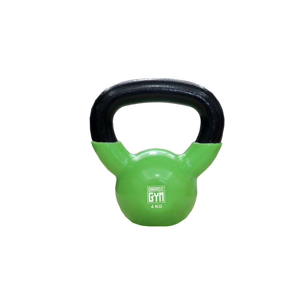 Orange Gym Vinyl-Kettlebell 4 kg Grün