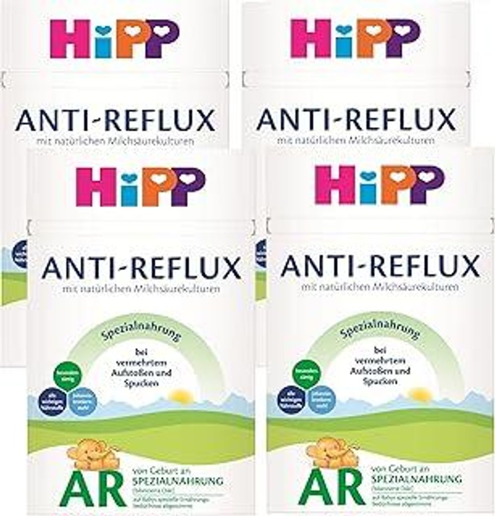 HiPP Anti-Reflux Spezialnahrung (4 x 600g) - von Geburt an, besonders sämig, zum Diätmanagement bei vermehrtem Spucken und Aufstoßen im Säuglin...