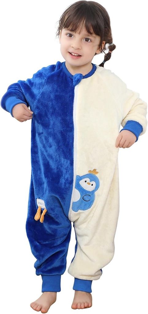 Schlafsack mit Füßen, Winter-Fleece-Einteiler mit langen Ärmeln für 2-Jährige, 1–6 Jahre, Unisex – 80 cm