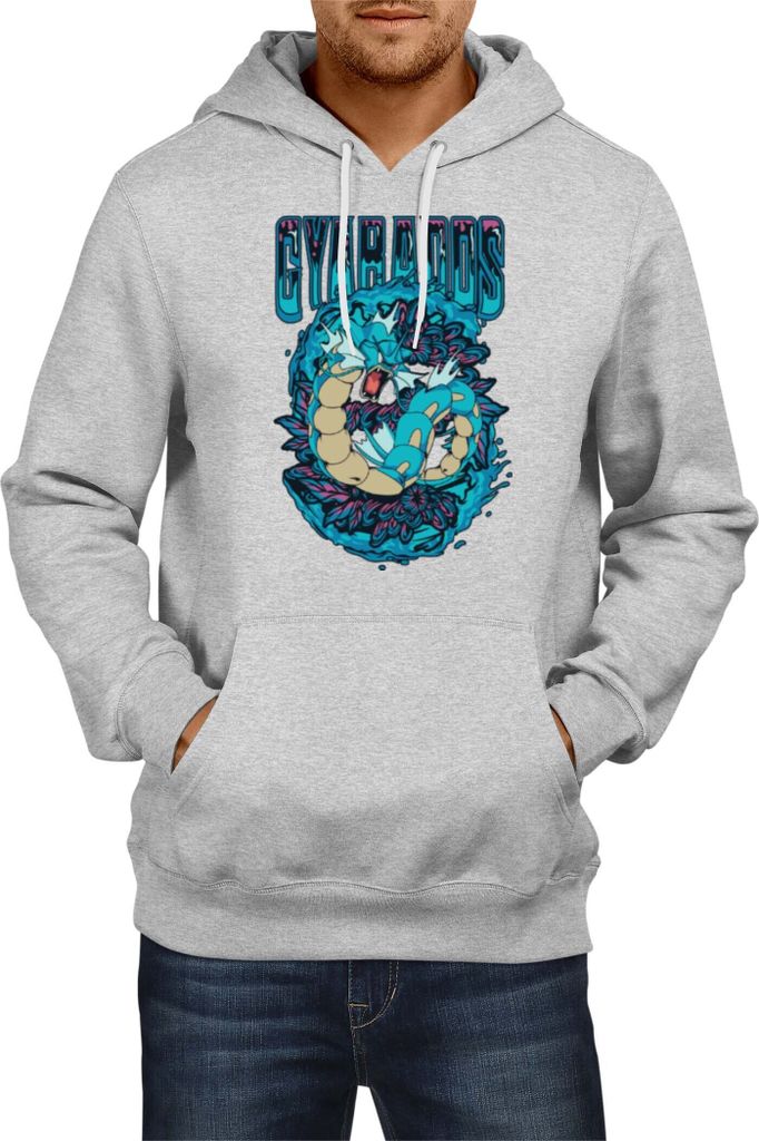 Herren Kapuzenpullover Japan Anime Manga Pokemon Gyarados, Man L / Grau