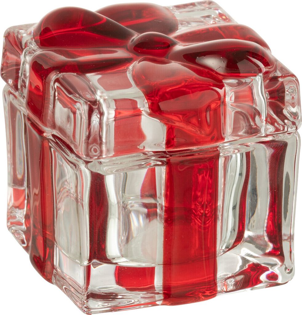 J-Line Vorrattopf/Teelichtha Geschenkbox Glas Rot